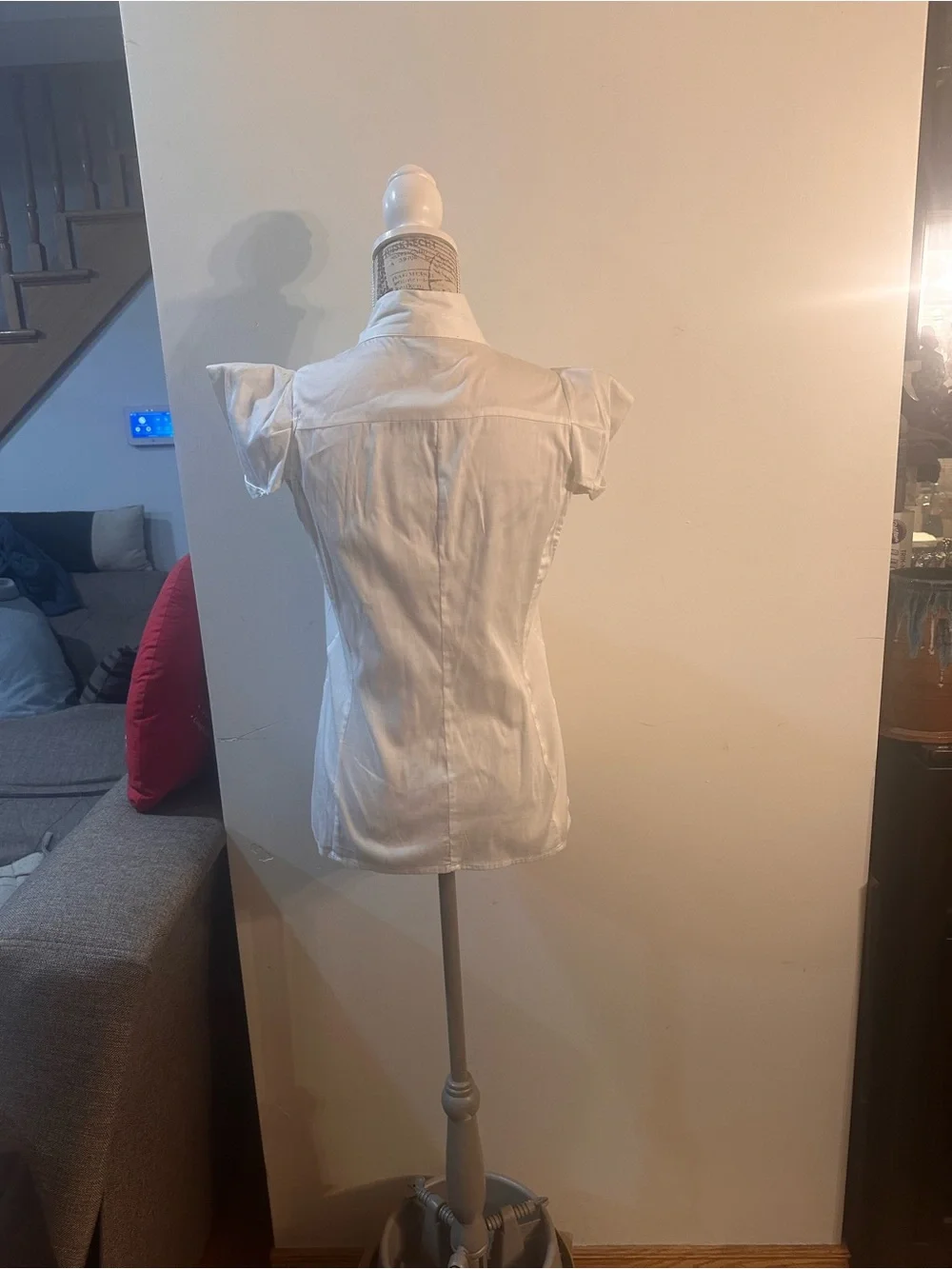 C. Luce White Ruffle-Front Cap Sleeve Blouse - Picture 6 of 12